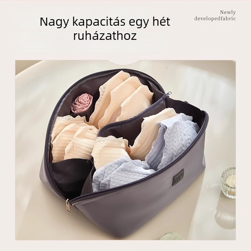Utazási fehérnemű szervező táska, poliészter, kézben hordható stílus, többfunkciós, fehérneműk, kozmetikumok és higiéniai kellékek tárolására