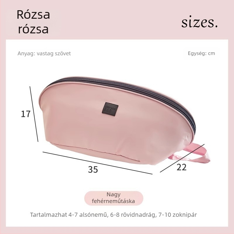 Utazási fehérnemű szervező táska, poliészter, kézben hordható stílus, többfunkciós, fehérneműk, kozmetikumok és higiéniai kellékek tárolására