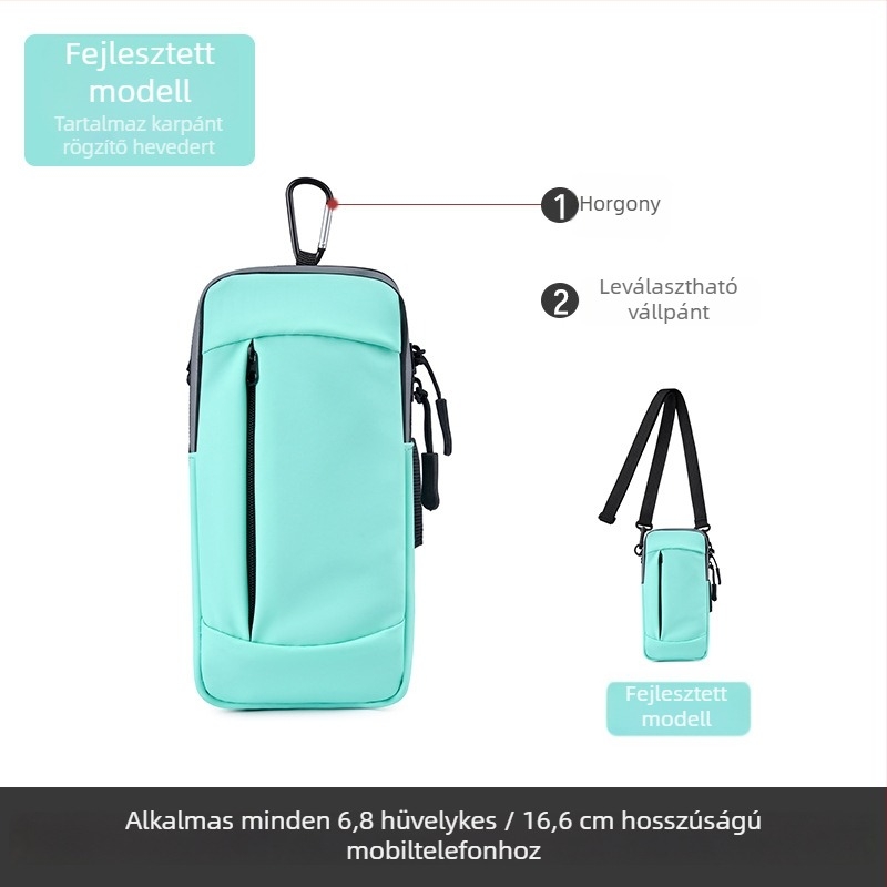 Futásnál használható karos telefon-táska — vízálló, ultra könnyű, PU anyag, uniszex