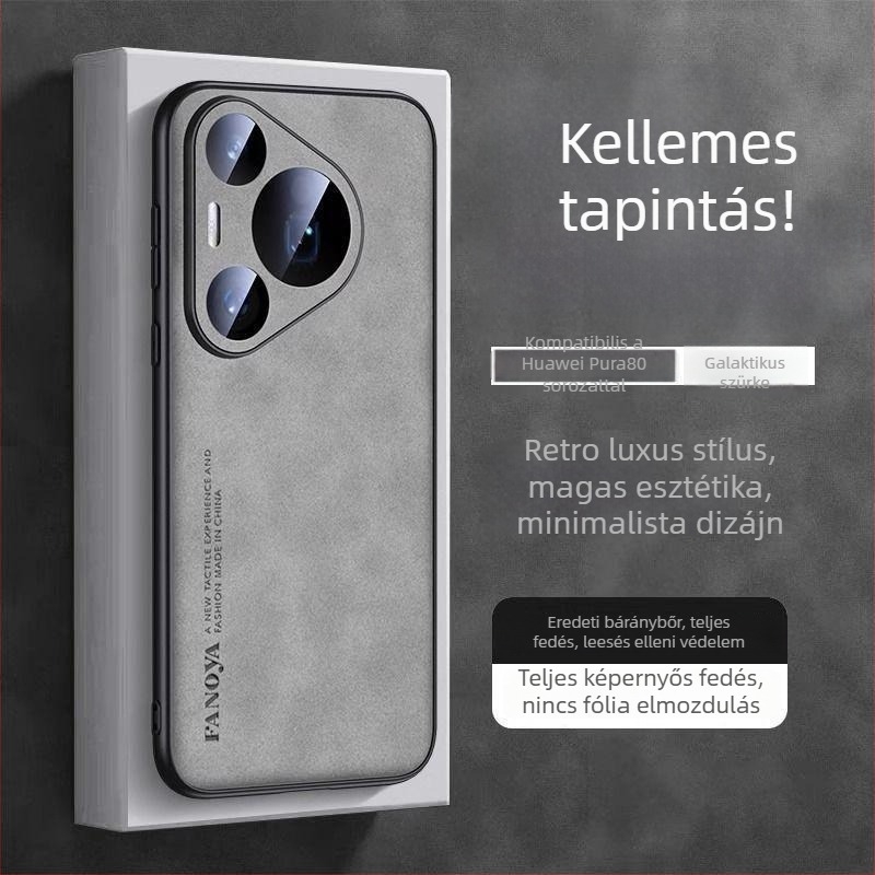 Huawei Pura80 – ultra vékony, valódi bőr védőtok, ütésálló, teljes védelem, P80 Pro+
