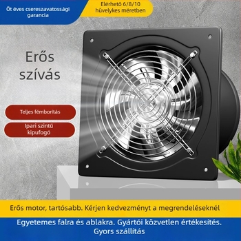 Konyhai teljes‑fém kipufogóventilátor — erőteljes kivitel, falra szerelhető, vas ház, 220V, 60W, 50Hz, mechanikus vezérlés, energiahatékonysági szintje 3