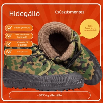 Téli vászon munkacipő magas szárú, fleece béléses, gumitalppal
