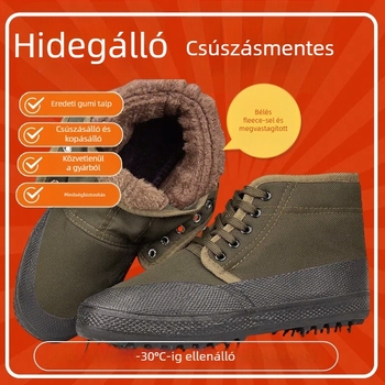 Téli vászon munkacipő magas szárú, fleece béléses, gumitalppal
