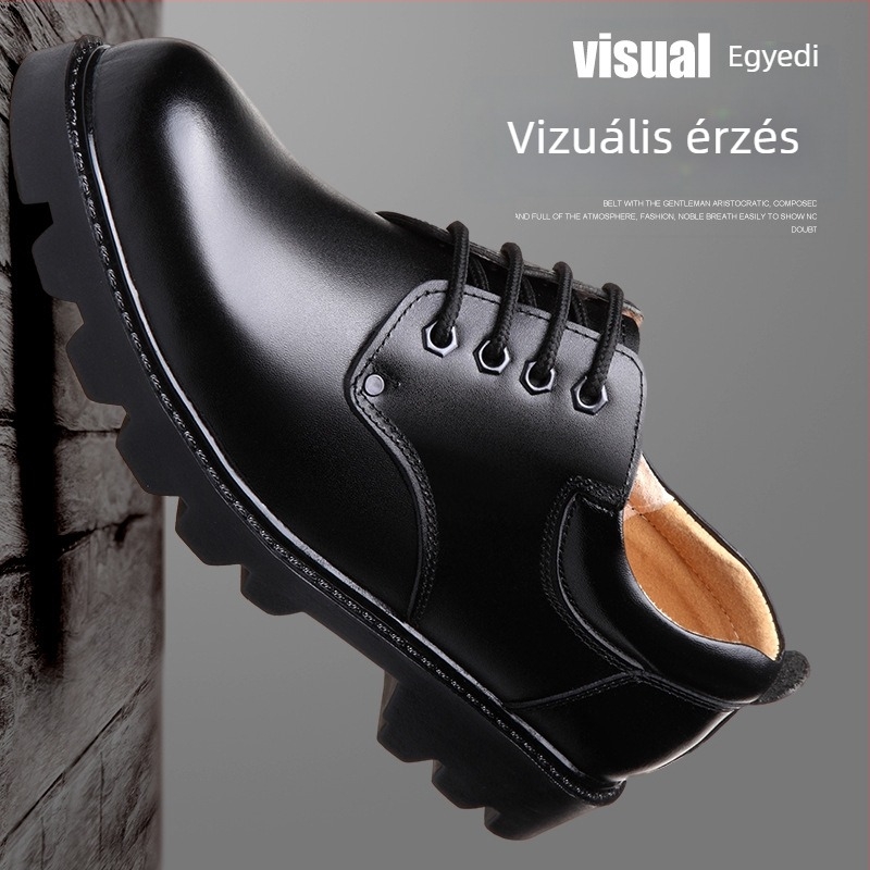 Három pántos bőr férfi cipő, divatos munka-casual cipő, lapos talp, csúszásmentes és tartós, extra nagy méret