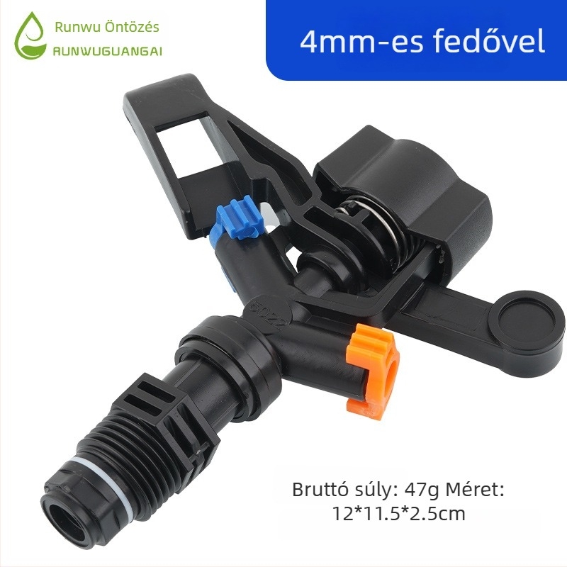 360° forgó öntözőfej kerti öntözéshez, négyszeres kettős sugárzás, POM anyag