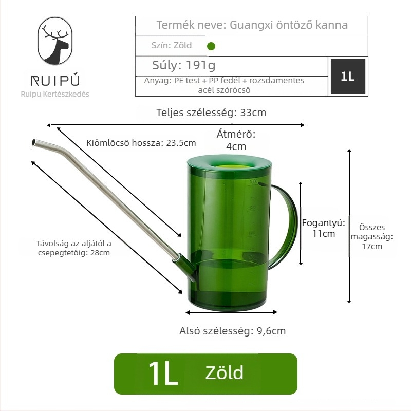 Kerti öntöző kanna – műanyag, 1000 ml, megerősített kialakítás, Rip márka