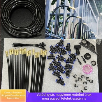 Szerelhető atomizáló univerzális permetező készlet üvegházi öntözéshez, állítható permetezőfej, 0–1.2 L/perc, anyagok: PE műanyag / sárgaréz