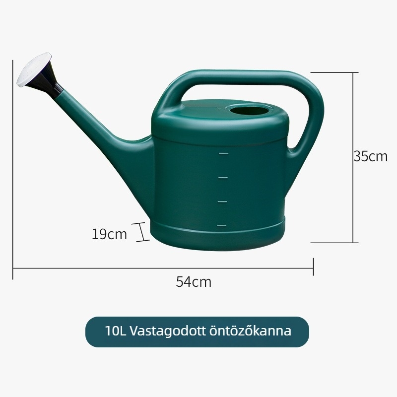 Hosszú szájú öntöző kanna, műanyagból, zuhanyfej, állítható vízáram