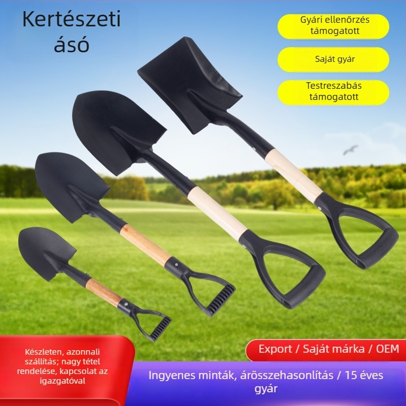 Kertészeti ásó hegyes, négyszögletes fejjel, kültéri használatra – ideális homok és hó ásásához — Lusheng hardware