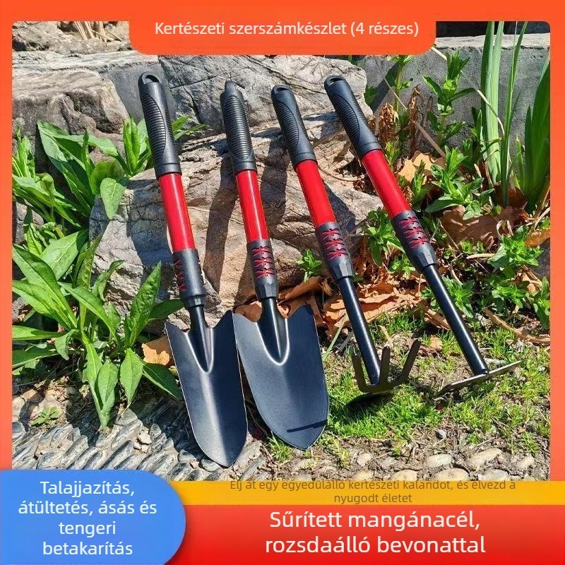 Lapatkészlet - háromrészes, rozsdamentes acél kertészeti eszközök, Flower Art Square