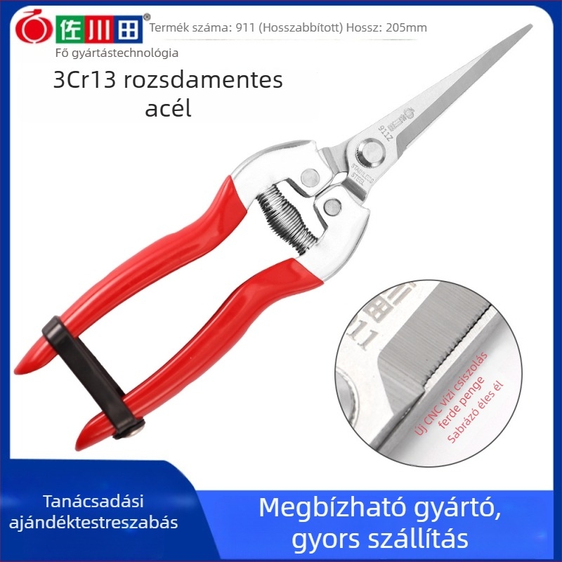 911 rozsdamentes acél gyümölcs- és virágolló, zigzag él, gyümölcs- és szőlőszedésre — Sasaki Field