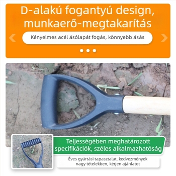 Fából készült nyelű kerti lapát, mangánacél, többfunkciós eszköz virág- és zöldségültetéshez, talaj megforgatásához