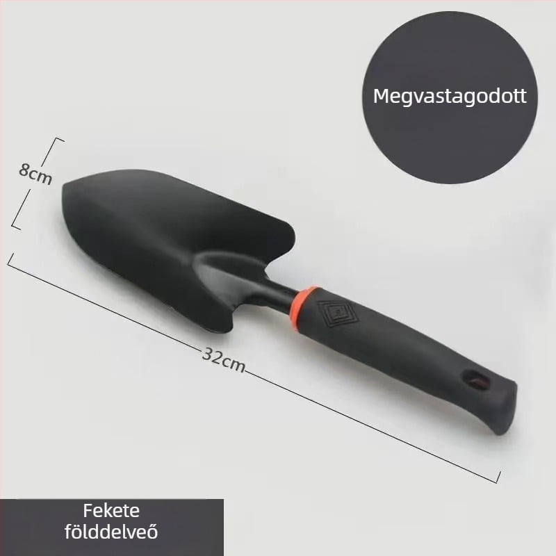 Kerti eszköz: kettős funkciójú gereblye, kapával és lapáttal a virágok, fák és zöldségek ültetéséhez