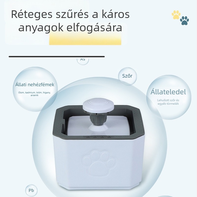 Automata állatevizes adagoló körkörös szökőkúttal, leválasztható, tömege 730 g, alkalmas kutyák és macskák számára