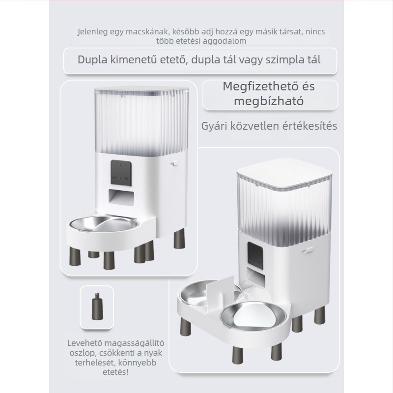 Macska intelligens etető időzített adagolással és távoli Wi‑Fi vezérléssel