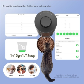 Intelligens macska- és kutya etető – APP-vezérlés, leválasztható, modell A60, 2 kg