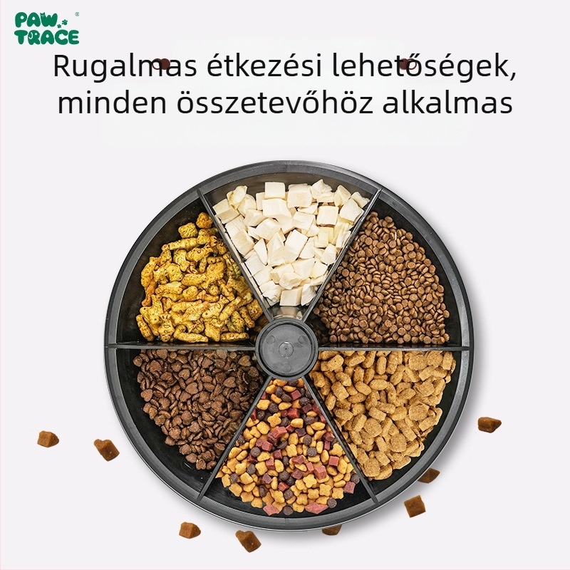 PawTrace Okos automata etető macskáknak és kutyáknak, alkalmazásvezérléssel, időzített etetéssel, nedves eleséghez