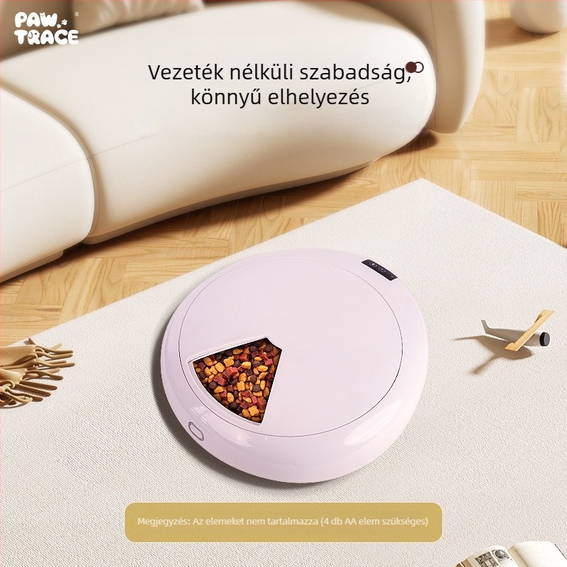 PawTrace Okos automata etető macskáknak és kutyáknak, alkalmazásvezérléssel, időzített etetéssel, nedves eleséghez