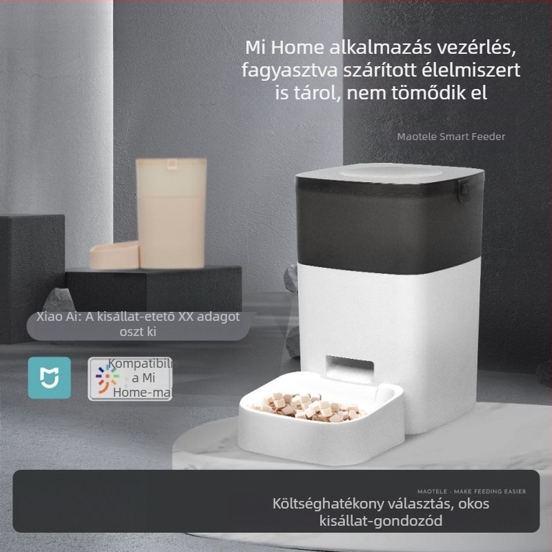 Állatok számára automata etető programozható időzítővel, macska- és kutyaeledel frissességének megőrzése, Wi‑Fi távoli etetés