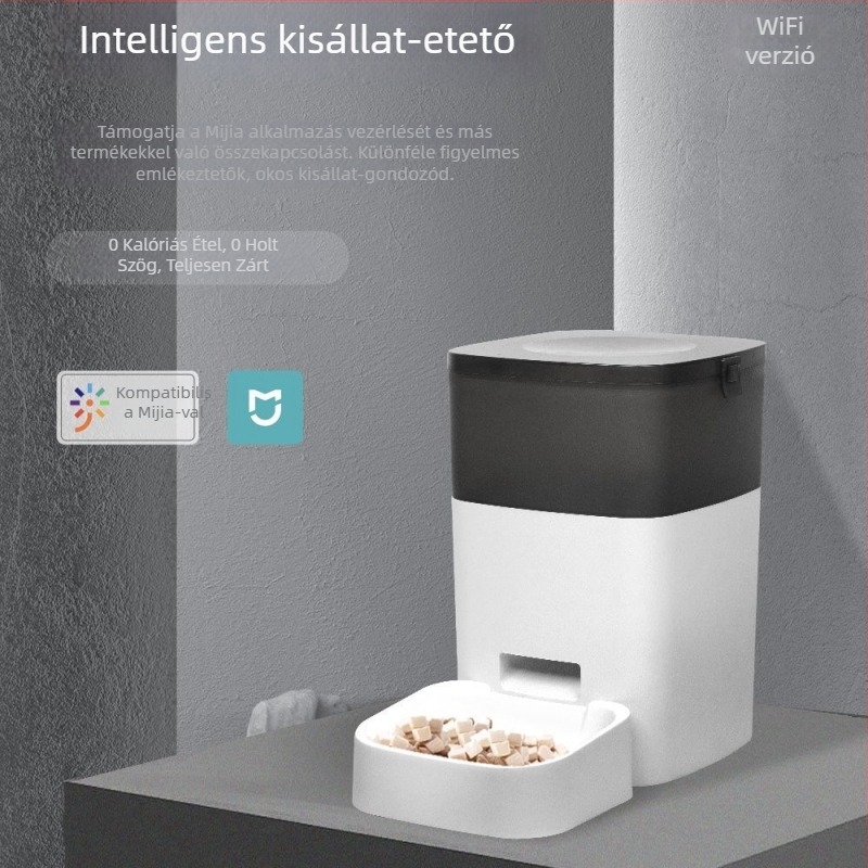 Állatok számára automata etető programozható időzítővel, macska- és kutyaeledel frissességének megőrzése, Wi‑Fi távoli etetés