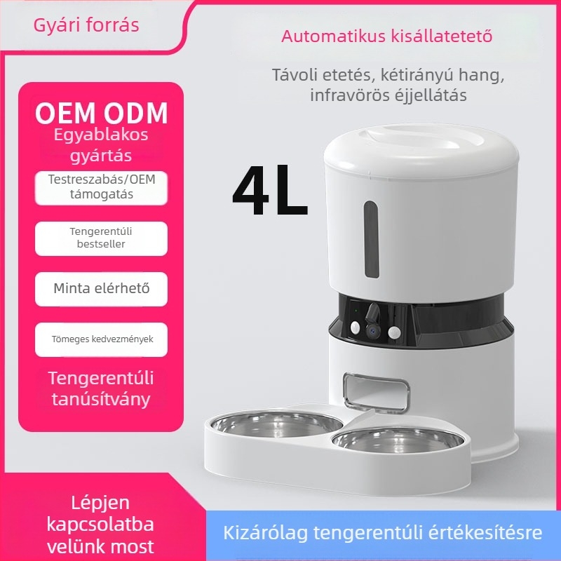 Okos automata etető macskáknak és kutyáknak időzített adagolással és beépített kamerával