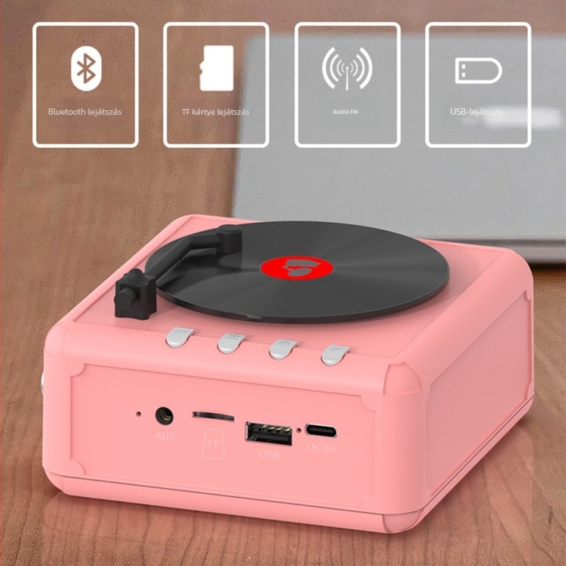 Retro stílusú mini vezeték nélküli Bluetooth hangszóró TF-kártya slot – 5W, beépített 800-1000mAh akkumulátor, Bluetooth 5.2, 60Hz-15kHz
