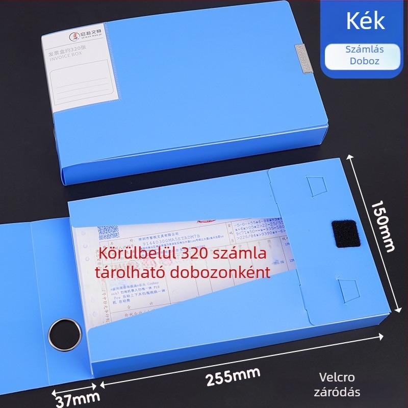 PP anyagú számla-doboz, Invoice file box sorozat, testreszabható logó és feldolgozási lehetőség