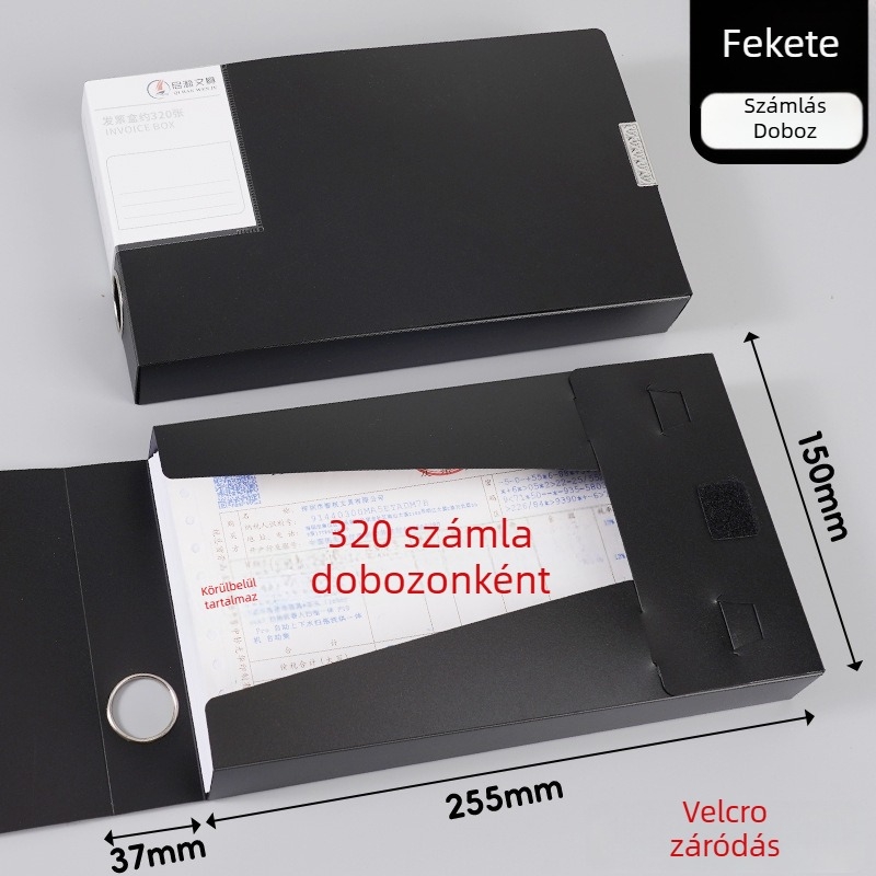PP anyagú számla-doboz, Invoice file box sorozat, testreszabható logó és feldolgozási lehetőség