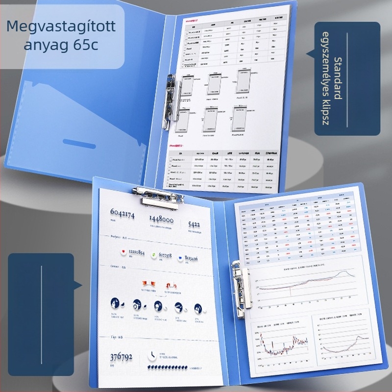 A4 méretű dokumentum mappa dupla erősségű szorítókkal, kötőmappa, szerződésmappa és vizsgadolgozatok