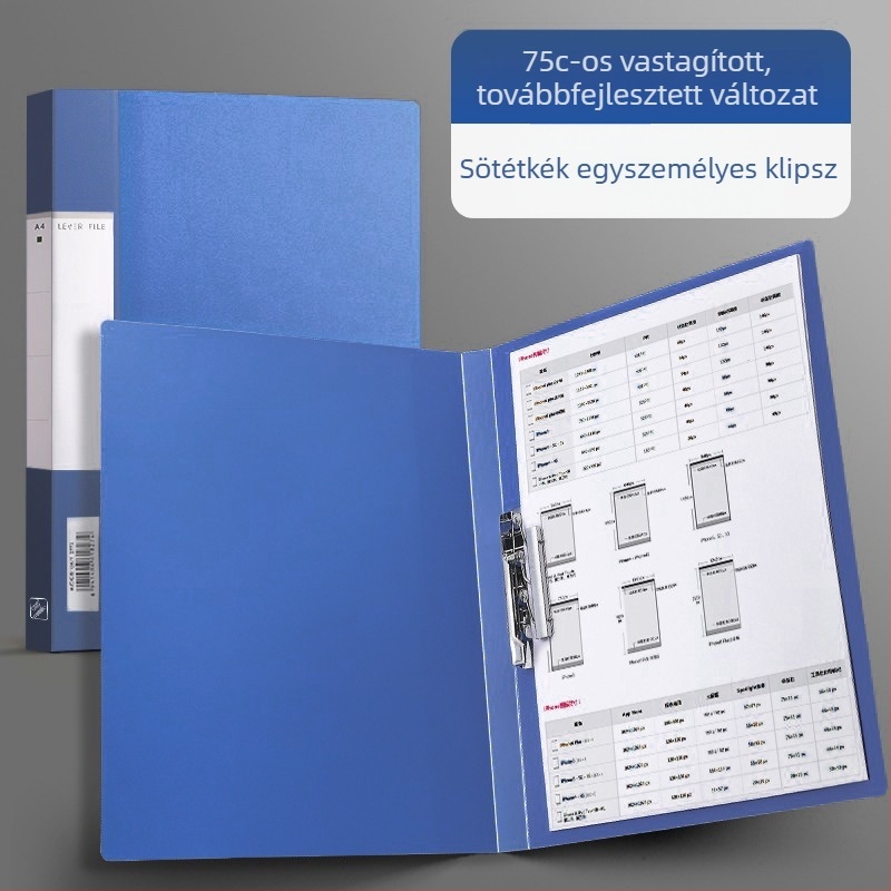 A4 méretű dokumentum mappa dupla erősségű szorítókkal, kötőmappa, szerződésmappa és vizsgadolgozatok
