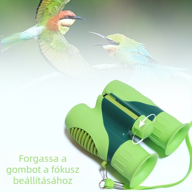 8x21-es nagyítású gyermek teleszkópos készlet, ABS tokkal, iránytűvel és karabinerrel, kültéri felfedezésekhez (4–6 évesek)