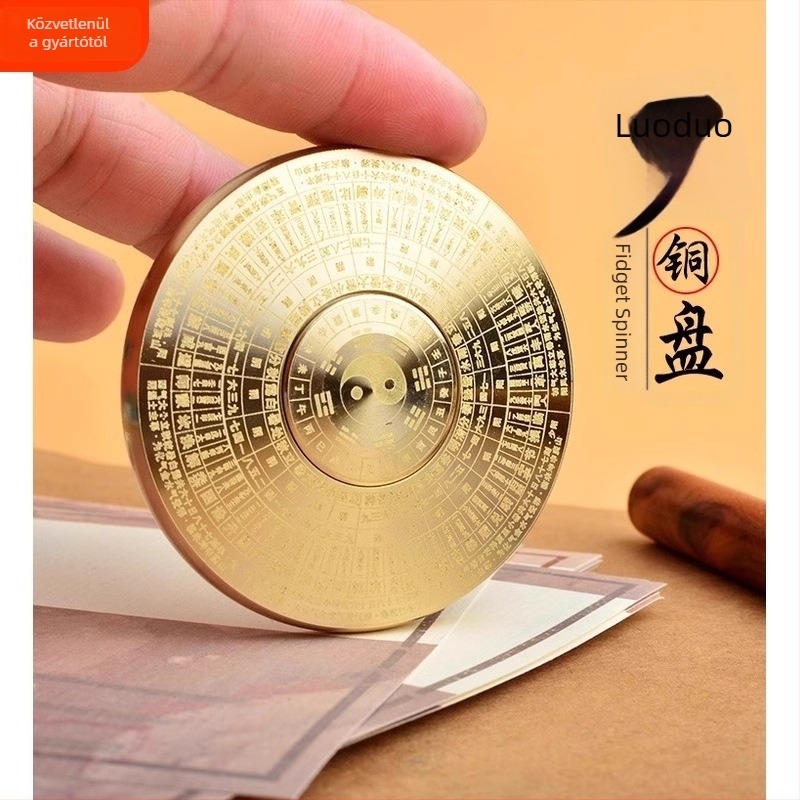 Fidget spinner iránytű játék, 64 hexagrammával, fém, kínai Tai Chi-stílus