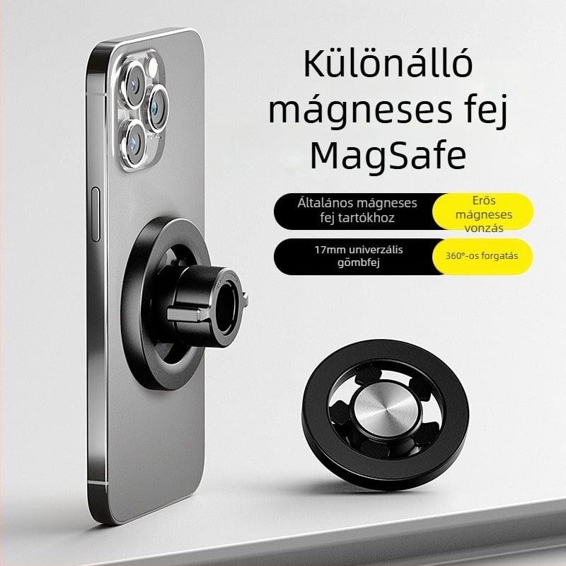 Általános mágneses autós tartó mágneses szívófejjel — 17 mm golyófej csatlakozó, műanyag, márka Smtu