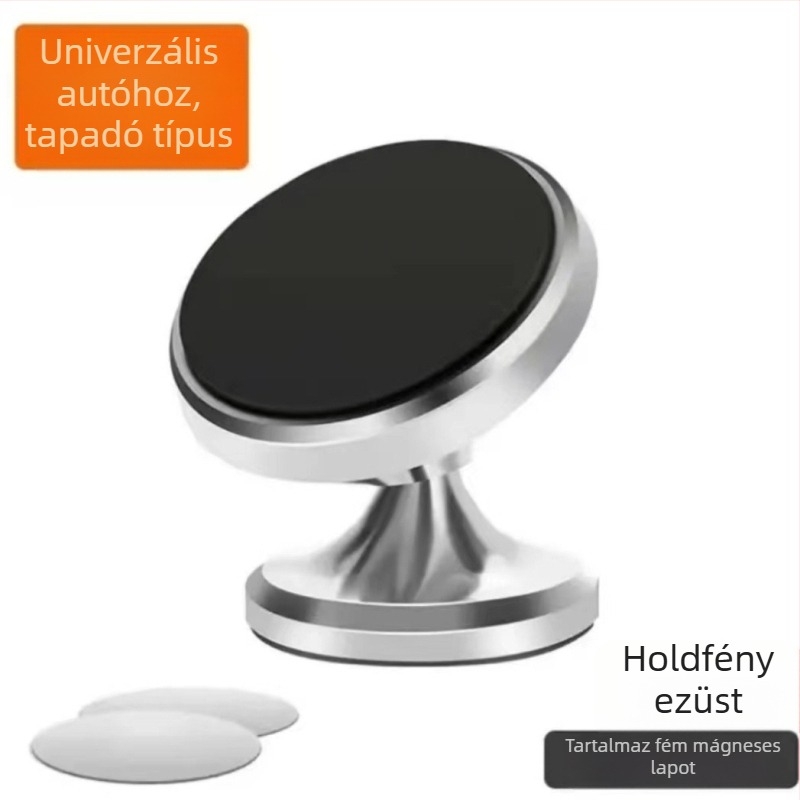 Mágneses autós telefontartó – 360°-os forgás, mágneses rögzítés, univerzális kompatibilitás, ragasztó alap a műszerfalon