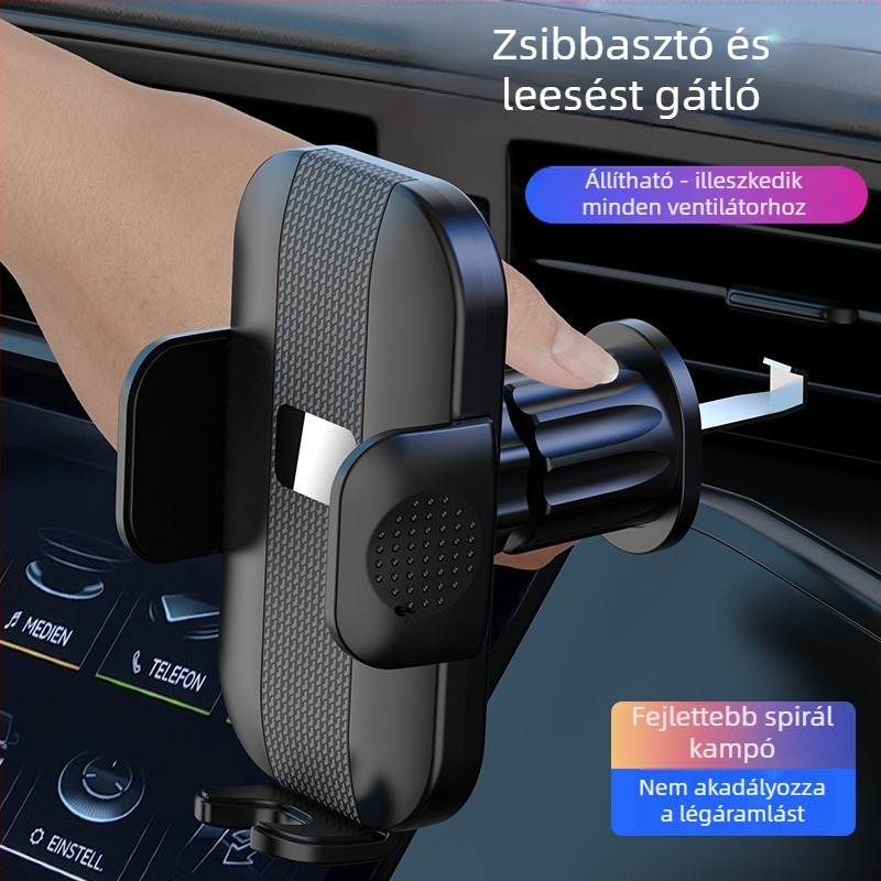 Univerzális autós telefontartó légkivezetéshez, 360° forgás, teleszkópos kar, snap-on felhelyezés, navigációs támogatás