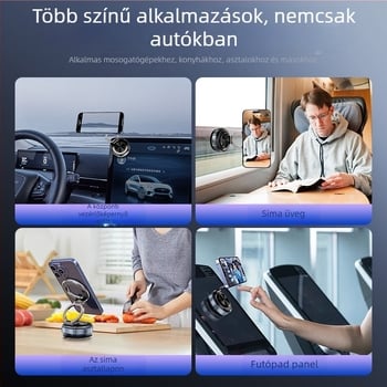 Autóba szerelhető mágneses telefontartó 360°-os forgatással, vákuumos rögzítés, kompatibilis az első üveggel, mágneses tartó, vezeték nélküli töltés