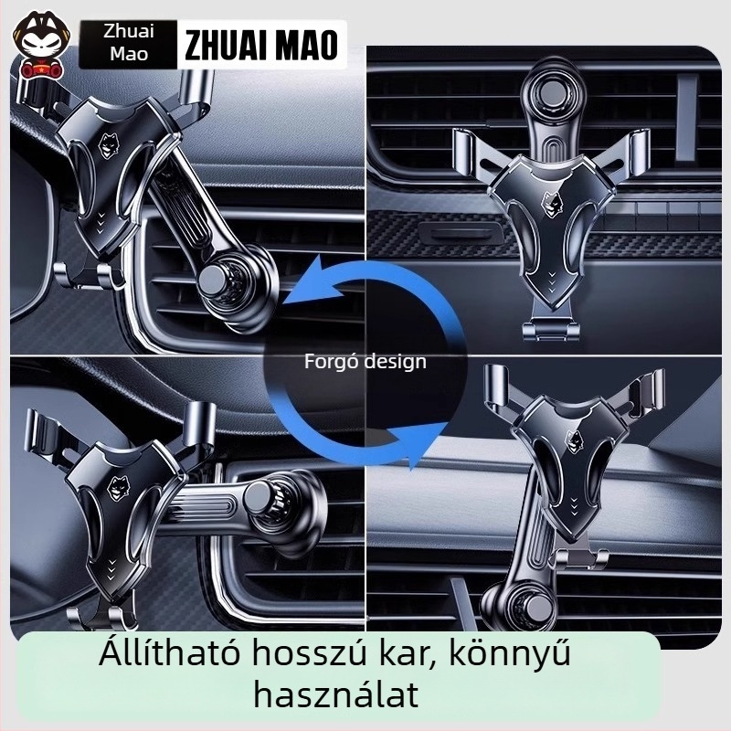 Gravitációs autós telefon- és navigációtartó, rögzítés a légcsatornához, Snap-On, univerzális kompatibilitás