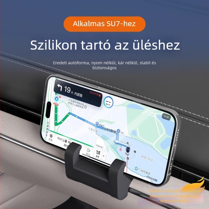 Xiaomi Su7-hez kompatibil autós telefontartó, szilikon alap a műszerfalon, pattintható a légkondicionáló ventilációhoz, 7,5W vezeték nélküli töltés