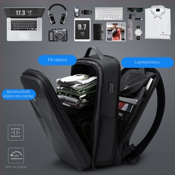 Üzleti és utazó laptop hátizsák, 20–35 L kapacitás, Oxford anyag, vízálló, lopás elleni védelem, kemény héj
