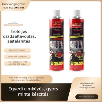 Többcélú tisztító és zárkenőanyag – rozsdát elleni spray-forma; oldja az olajfoltokat; eltávolítja a penészt és a rozsdát; járművekhez, háztartási gépekhez, konyhához és fürdőszobához.