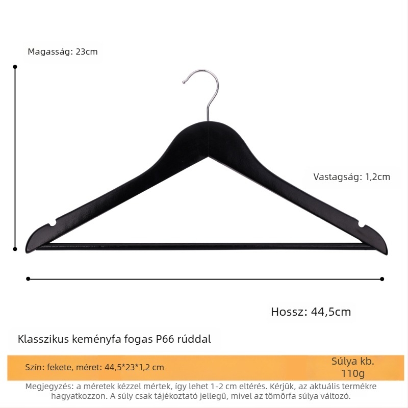 Masszívfa ruhatartó akasztóval és sík kampóval, hornyolt csúszásmentes sáv mindkét oldalú bordázott felülettel, karcolásmentes – Modell CJWMC23