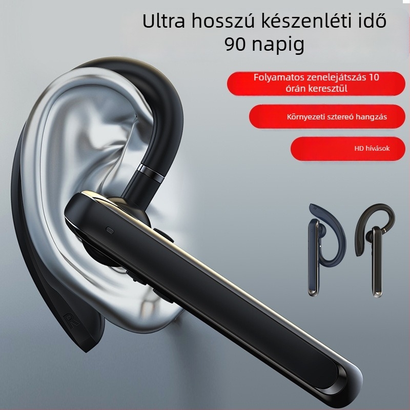 Fülbeakasztó vezeték nélküli Bluetooth fülhallgató, Bluetooth 5.2, mono, 10 m hatótáv, >8 órás üzemidő, IPX3 vízállóság