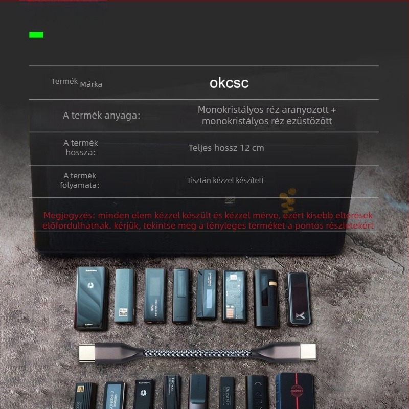 OKCSC Type-C-től Lightning-ig és Type-C DAC fejhallgató-kábel, Hi‑Fi hang, oxigénmentes réz
