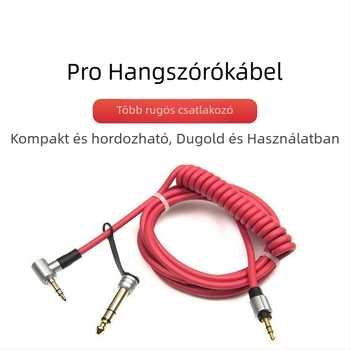 Audio vonal kábel 3,5 mm-től 6,5 mm-ig, spirálos kivitel, aranyozott, oxigénmentes réz vezetők, ROHS