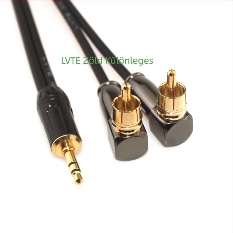 3,5 mm-es audio kábel 2x RCA-hoz, ferde csatlakozóval, aranyozott, OFC réz, Green Special T3030l