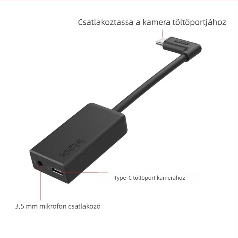 GoPro eredeti mikrofonadapter 3,5 mm audió kábel – rézmag, réz vezető