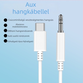 Type-C to DC3.5mm audió kábel – nikkelbevonatos, rézmag, PET vezető, PC-kompatibilis