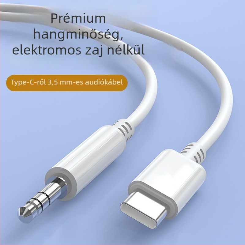 Type-C to DC3.5mm audió kábel – nikkelbevonatos, rézmag, PET vezető, PC-kompatibilis
