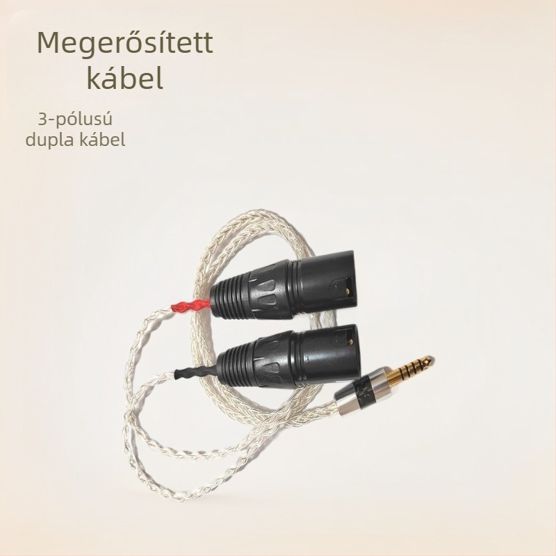 4,4 mm-es balansolt férfi kábel, kettős 3-pólusú XLR csatlakozók, ezüstözött réz mag