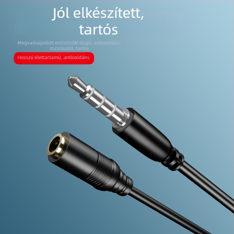 HONGBIAO SM fejhallgató bővítő kábel, 3,5 mm AUX, nylon mag, réz vezető, ezüstözött bevonatú, MP3-kompatibilis